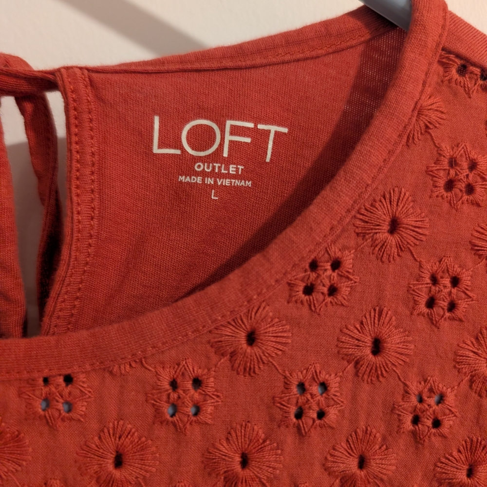Loft Rust Orange Ruffle Sleeve Top - Picture 2 of 3